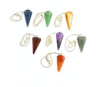 Jet International Women's Gemstone 7 Chakra Pendulum Set Genuine Healing Reiki Chakra Balancing Good Luck Meditation