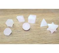 Jet International Women's Wow A++ Rose Quartz 7 Stones Sacred Geometry Sets Gemstone Platonic Solid Top Grade Quality Merkaba Star W/ Velvet Pouch Attractive Cleansing Life Vitality Healing Chakra