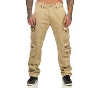 Jet Lag FW 011 Men's Cargo Trousers Outdoor Side Pockets Men's Trousers in Grey, Black, Olive and Beige - Beige - W38