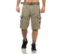 Jet Lag Men's Cargo Shorts Take Off 7 Bermuda Shorts with Belt, Cement, 34W