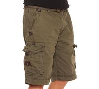 Jet Lag Men's Cargo Shorts Take Off 7 Bermuda Shorts with Belt, olive, 36W