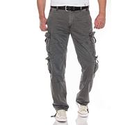 Jet Lag Men's Cargo Trousers FW-012 Men's Trousers with Many Closable Pockets - Grey - W33