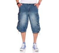 JET LAG Mens Denim Cargo Shorts Model 007 Light Navy Or Denim Bleached