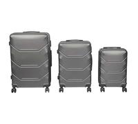 JET LAG, Set of 3 London Suitcases 36L 65L 103L, Hard Shell (ABS) with Integrated Lock, 360° Swivel Wheels, Pull Handle, Zipped Compartment, Grey