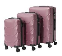 JET LAG, Set of 3 London Suitcases 36L 65L 103L, Hard Shell (ABS) with Integrated Lock, 360° Swivel Wheels, Pull Handle, Zipped Compartment, Purple