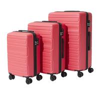 Jet LAG - VO00053 - Acapulco Hard Suitcase Set of 3 - Cabin Size 45L (30 x 76 x 50 cm) - Size M 70L - Size L 90L - ABS Shell - 360° Wheels - Secure Padlock - Elegant Design - Coral Colour