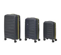 JET LAG, VO0044 Set of 3 Rome Suitcases Zip 36L 60L 86L Elegant Modern Design, Optimal Storage Capacity, Robust and Durability, Comfort to Carry, Plastic-PP, Grey and Neon Yellow
