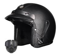 Jet Open Face Retro Classic Ece Motorcycle Scooter Helmet, German Leather Motorcycle Half Helmet,Vintage Motorbike Half Helmet With Mask, Vintage Men'S Helmet,Pu Leather Helmet