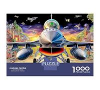 Jet Over Town 1000 Pieces Thick Sturdy Pieces Urban Jet Group Jigsaw Puzzle No Loose Pieces Secret Santa Gift Family Bonding Activity 70x50cm/1000pcs