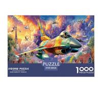 Jet Over Village Colourful Cosmic Scene with Figure 1000 Pieces Jigsaw for Adults The Impossible Challenge Brain Development 38x26cm/1000pcs