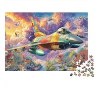 Jet Over Village Unique 1000 Piece Jigsaw Puzzle for AdultsClouds Plane Flight Colourful, Puzzling, Challenging & Brainteasing Adult Jigsaws 1000 Puzzles Educational 38x26cm/