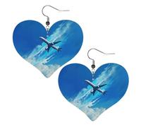 Jet Plane Leather Earrings for Women Heart Earring Lightweight Dangle Drop Earring Set Jewelry Gift