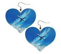 Jet Plane Leather Earrings for Women Heart Earring Lightweight Dangle Drop Earring Set Jewelry Gift