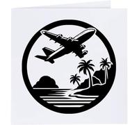'Jet Plane Over Tropical Island' Blank Greeting Card (GC00066839)