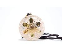 Jet Rose quartz Metatron's Cube Merkaba 7 Chakras with Crystals Stones Orgone Pendant 2 inch Approx Adjustable Energy Generator Necklace (Rose Quartz)