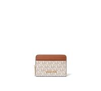 Jet Set Small Signature Zip-Around Card Case, female, Michael Kors, Wallets & Cardholders, Beige, ONE SIZE, Accessories ONE SIZE