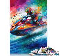 Jet-Ski-Aquarell-Kunst-Puzzle, kreative Puzzles für Erwachsene, 1000-teilige Puzzles für Teenager, Puzzle, Lernspielzeug, Geschenk (75 x 50 cm)