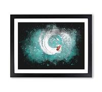 Jet Ski Whirlpool On Bear Lake Paint Splash Modern Art Framed Wall Art Print, Ready to Hang Picture for Living Room Bedroom Home Office Décor, Black A3 (46 x 34 cm)