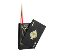 Jet Torch Lighter, Ace Card Red Flame Lighter, Metal Poker Design Windproof Refillable Butane Cool Lighter, Outdoor, Indoor, Camping, BBQ, Candle, Birthday, Gift for Men/Women (Without Gas)