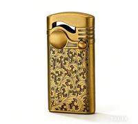 Jet Torch Lighter Rocker Arm Refillable Butane Lighter with Adjustable Flame for Grills BBQ Fireplaces Camping Candles (Bronze)