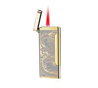Jet Torch Lighter Windproof Refillable Butane Gas Flame Slim Mini Lighter Good for Cigar Cigarette Candle (Dragon)