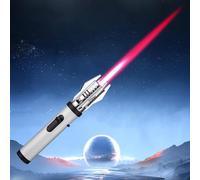 Jet Torch Lighter - Windproof, Refillable Gas Lighter for BBQ, Stove, Candle, Kitchen Cooker, Hobs - Men's Gift (Silver)