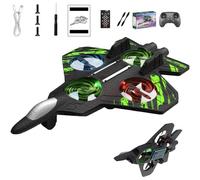Jet With 360° Flips & Led Lights, Christmas Remote Control Helicopter, Foam Remote Control Airplane (Green + 1 Battery)