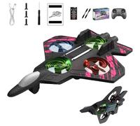 Jet With 360° Flips & Led Lights, Christmas Remote Control Helicopter, Foam Remote Control Airplane (Pink + 1 Battery)