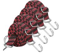 JETAINE Adjustable Bungee Cords With Hooks, 4pack Heavy Duty Bungee Straps, 80cm Long Flat Elasticity Rope, Rubber Elastic Straps with Buckle for Bike Motorcycle Car Camping Luggage Roof Racks,Red