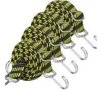 JETAINE Adjustable Bungee Cords With Hooks, 4pack Heavy Duty Bungee Straps, 80cm Long Flat Elasticity Rope, Rubber Elastic Straps with Buckle for Bike Motorcycle Car Camping Luggage Roof Racks,Yellow