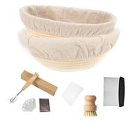 JETAINE Bread Proofing Basket Starter kit, 9Inch Round+10Inch Oval Banneton Proving Basket, Sourdough Bread Making Accessories with Liner+Bread Lame+Dough Scraper+Bamboo Brush, Baking Gifts for Baker