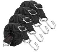 JETAINE Bungee Cords With Hooks, 4 Pack Adjustable Bungee Straps, 200cm Long Flat Bungee Elastic Cord, Large Heavy Duty Elastic Rope for Bike Luggage Rack Tarp Camping Tent Car Roof Rack Fixings