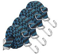 JETAINE Bungee Cords with Hooks, 4PACK Adjustable Bungee Strapes, 200cm Heavy Duty Elastic Rope Long Flat Cord for Bike Luggage Rack Tarp Camping Tent Car Roof Rack Fixings