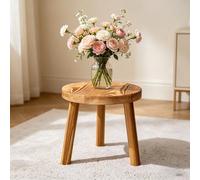 JETAINE Small Wooden Stool, Plant Stand Indoor, Kids Step Stool, Round | Plant Table, Small Wood Side Table Milking Bedside Table for House Plants, Kitchen, Bathroom, Toilet, Bedroom, Living Room