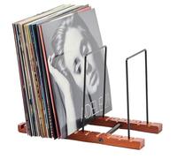 JETAINE Vinyl Record Storage, Vinyl Stand Lp Storage Box, Record Holder | Display Up to 50 LP Albums DVDs CDs, Book Vinyl Display Stand, Wood Shelf Cabinet Case for Modern Home Office Desktop Decor