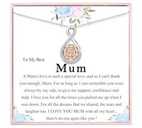 JETBON Gifts for Mum - S925 Sterling Silver Chain Infinity Rose Necklaces with Cubic Zirconia for Women, Christmas Mothers Day Birthday Gifts for Mum from Daughter & Son with Message Card Gifts Box