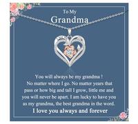 JETBON Grandma Gift - Grandmother Gifts from Granddaughter, Silver Rose Heart Necklaces Jewellery for Women, Grandma Birthday Gifts from Grandchildren, Thoughtful Grandma Christmas Mothers Day