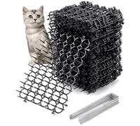 Jetcloud 12Pcs Cat Scat Mat with 6 Plastic Spikes Cat Repellent Mat Anti Cat Mat Pet Prickle Strip Dig Stopper for Cat Dog Animal Indoor Outdoor Garden Fence