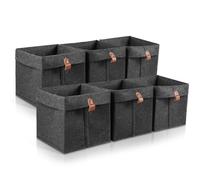 Jetcloud 6Pcs Storage Cubes Felt Fabric Storage Bins 9x9x10inch 12L Collapsible Room Organisers Foldable Nursery Storage Baskets Box for Clothes Books Shoes Toys(grey)