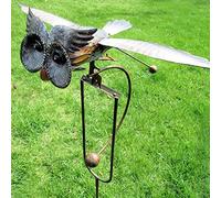 Jetcloud Owl Garden Stake Garden Metal Wing Flapping Owl Ornament Decor Realistic Iron Bird Wind Spinner Art Statue for Outdoor Yard Patio(Style 01)