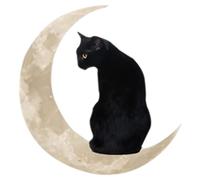 Jetcloud Wall Decor Black Cat and Moon Metal, Hanging Modern Wall Art Decorations for Living Room Bedroom Kitchen Hallway Stairs,30 x 30cm