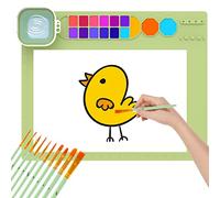 Jetclutch Silicone Craft Mat 20 x 16inch Kids Silicone Art Mat with Paint Tray and Removable Water Cup Reusable Non Stick Silicone Painting Mat with 10 Brushes for Painting Resin Casting(green)