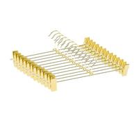 Jetdio Metal Heavy Duty Pants Skirt Slacks Hangers,Trousers Hangers with Two Adjustable Clips and 360-degree Swivel Hook, 12 Pack, Gold
