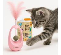 JETDROP Tumbler Catnip Toy, Feathered Wobbling Fun for Cats, Interactive Design, Tumbler with Feathers, Delightful Mint Ball, (Pink)