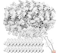 Jetec 100 Pack 1. 25in/32mm White Metal Binder Clips Bulk Medium Reusable Fold Back Binder Clips Paper Clamps Spring Steel Sturdy for Home Office School Supplies