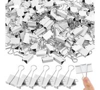 Jetec 100 Pack 1in/25mm White Metal Binder Clips Bulk Medium Reusable Fold Back Binder Clips Paper Clamps Spring Steel Sturdy for Home School Office Supplies