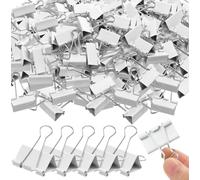 Jetec 100 Pcs 1.25in/32mm White Metal Binder Clips Bulk Medium Reusable Fold Back Binder Clips Paper Clamps Spring Steel Sturdy for Home School Office Supplies