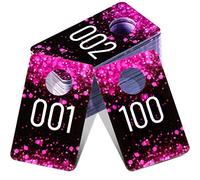 Jetec 100 Pieces Live Plastic Number Tags, Consecutive Reusable Normal and Mirrored Image Number Tags for Live Coat Room Hanger Cards (Rose Red)
