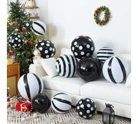Jetec 12 Pcs 24 Inch 16 Inch Giant Inflatable Christmas Ball Inflatables Christmas Ornaments Large PVC Inflatable Ball Decorations for Xmas Tree Holiday Yard Lawn Porch Outdoor(Classic)