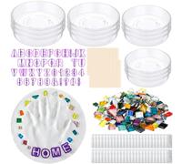 Jetec 12 Set DIY Stepping Stone Mold Kit for Creating Stepping Stones Garden Markers Round Concrete and Number Lette Mold Mosaic Tiles Plastic Disposable Gloves Wooden Sticks (No Concrete Mix)